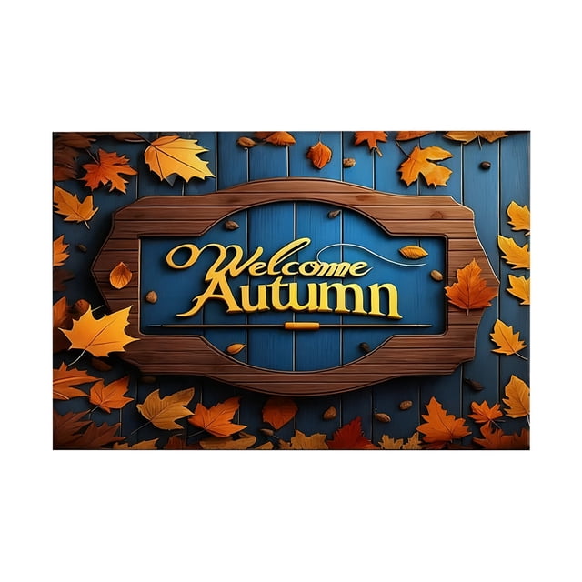 Fall Door Mat,Maple Leaf Entry Door Welcome Doormat, Pumpkin Design Thanksgiving Halloween Mat