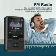 32GB MP3 Player with Bluetooth 5.0, Mini Clip Portable Wearable MP3 Player with FM Radio Recording, Childrens Music mp3 Player, Mp3 Mp4 Player with Pedometer, Music Player Support up to 128GB(Black)