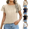 thumbnail image 7 of FAIWAD Womens Summer Tops Ruffle Short Sleeve Crew Neck Dressy Casual Pleated Blouses Trendy Business Work Clothes, 7 of 7