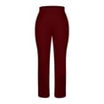 thumbnail image 6 of Women's High Waisted Stretchy Pull on Dress Pants Casual Wide Leg Work Yoga Pants Wine XXL, 6 of 8