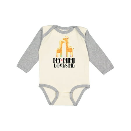 

Inktastic My Mimi Loves Me Childs Giraffe Gift Baby Boy or Baby Girl Long Sleeve Bodysuit