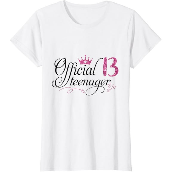 Official Teenager 13 Year Old 13th Birthday Gift T-ShirtMen and women, White T-shirt, size: Extra large