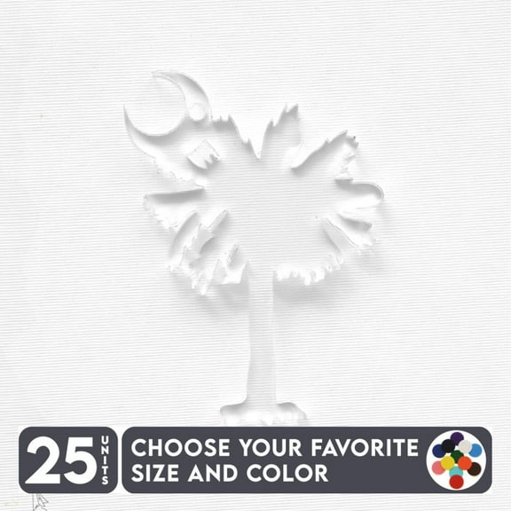 25 Units Acrylic Keychains Palmetto Tree 1/8" Thick – Clear or Solid Color – (Size 2.5") Made in USA