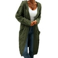 thumbnail image 2 of Langwyqu Autumn Winter Women Knit Long Hooded Cardigan Sweater With Pocket, 2 of 5