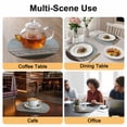 thumbnail image 2 of Aqua Floral Round 13 Inch Placemats Set of 4, Modern Farmhouse Leaves Brown Striped HeatResistant Non Slip Place Mats for Dining Table, Wipeable Braided Kitchen Table Mats for Housewarming, 2 of 9