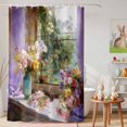 thumbnail image 6 of Shower Curtain Oil Painting Floral Shower Curtains for Bathroom Decor, Waterproof Polyester Shower Curtain Set with Hooks, Small Stall Size 36" x 72" Spring Flower, 6 of 9