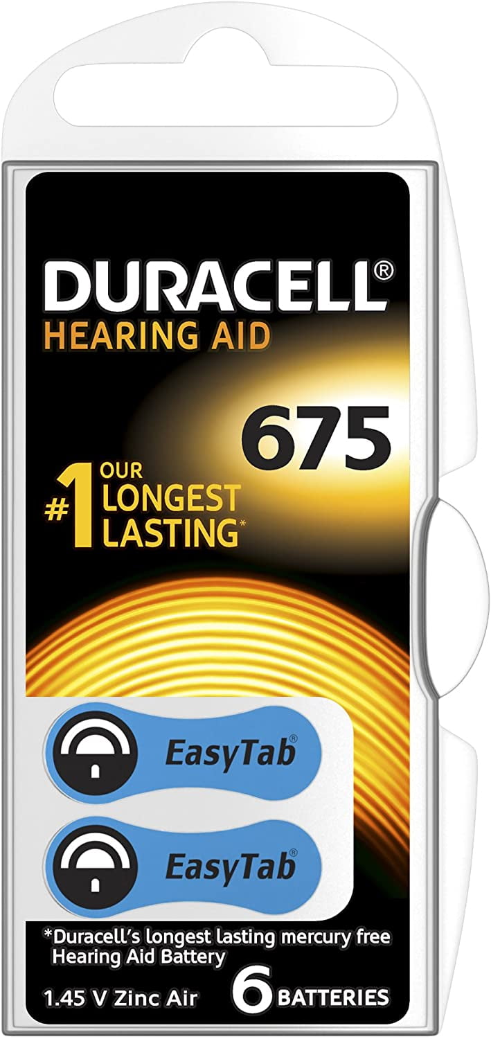 Duracell 1.45 V Size 675 Zinc Air Hearing Aid Batteries with EasyFit