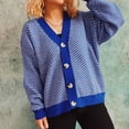 thumbnail image 4 of Aoochasliy Womens Sweaters Clearance Pullover Cardigan V-Neck Long Sleeve Autumn Cardigan Blouse Button Pullver Tops, 4 of 5