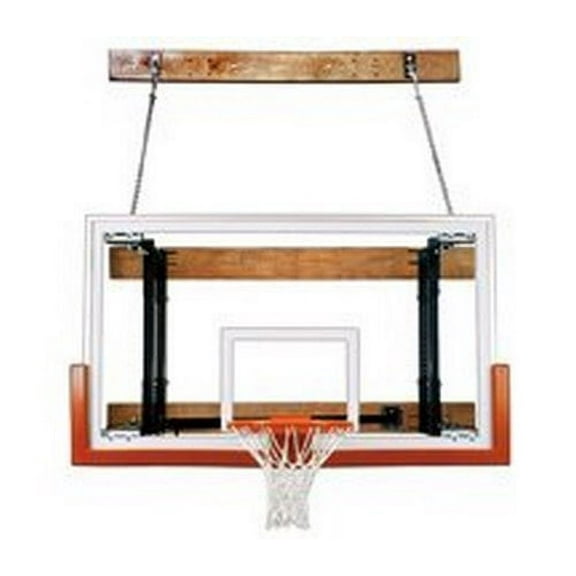 First Team FoldaMount46 Victory Steel-Glass Side Folding Wall Mounted Basketball System44; Sienna Orange