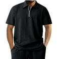 thumbnail image 2 of pstuiky Camisas de manga corta para hombre, Camiseta informal de verano para hombre, de color liso, con mangas cortas, cremallera y solapa camisas casuales para hombre xxl, 2 of 7