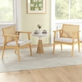 thumbnail image 3 of Costway Mid Century Modern Accent Chairs Set of 2 with Breathable Rattan Back Dining Room, 3 of 7