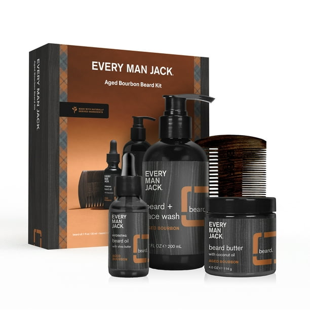 Every Man Jack Aged Bourbon Beard and Grooming Holiday Gift Set for Men