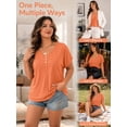 thumbnail image 6 of Mengpipi Women's Tops Summer Short Sleeve V-Neck Rolled Sleeve Silver Button Solid Casual Shirt 1X-4X, 6 of 9