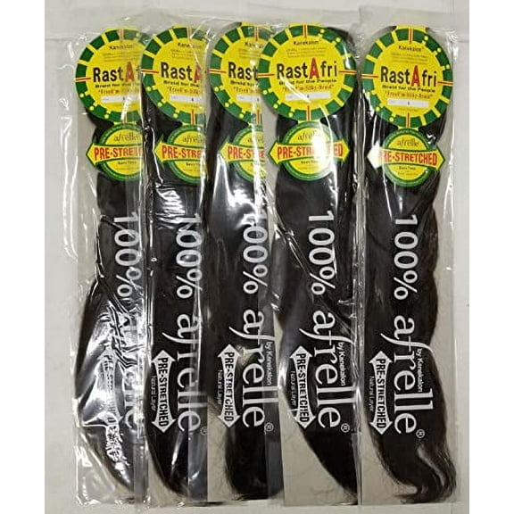 RastAfri Pre-Stretched Silky Braiding .. Hair (5 Single Packs, .. #4)