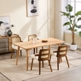 thumbnail image 4 of Guyou Modern Rattan Dining Chair Set of 2, Solid Wood Dining Side Chairs, PU Upholstered Kitchen Chairs with Armrests for Kitchen Dining Room Living Room, White, 4 of 11
