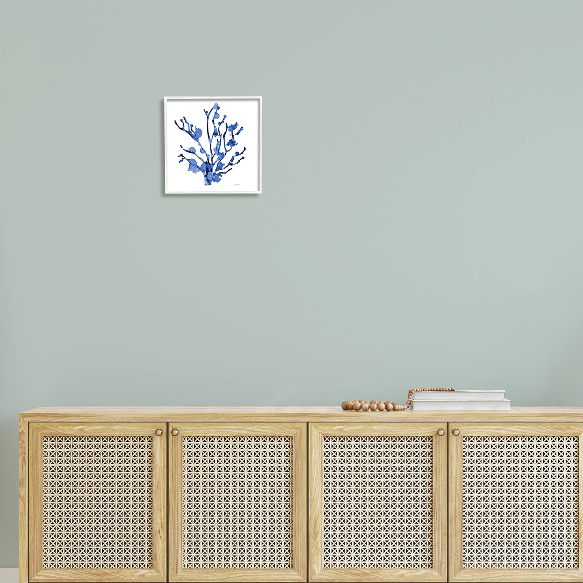 Stupell Industries Detailed Coral Sea Life Blue Watery Pattern Painting White Framed Art Print Wall Art, Design by Patti Mann
