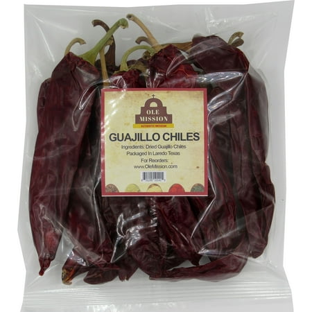 Guajillo Chiles Peppers 4 oz Bag, Great For Cooking Mexican Chilli Sauce, Chili Paste, Red Salsa, Tamales, Enchiladas, Mole With Sweet Heat And All Mexican Recipes by Ole Mission 4