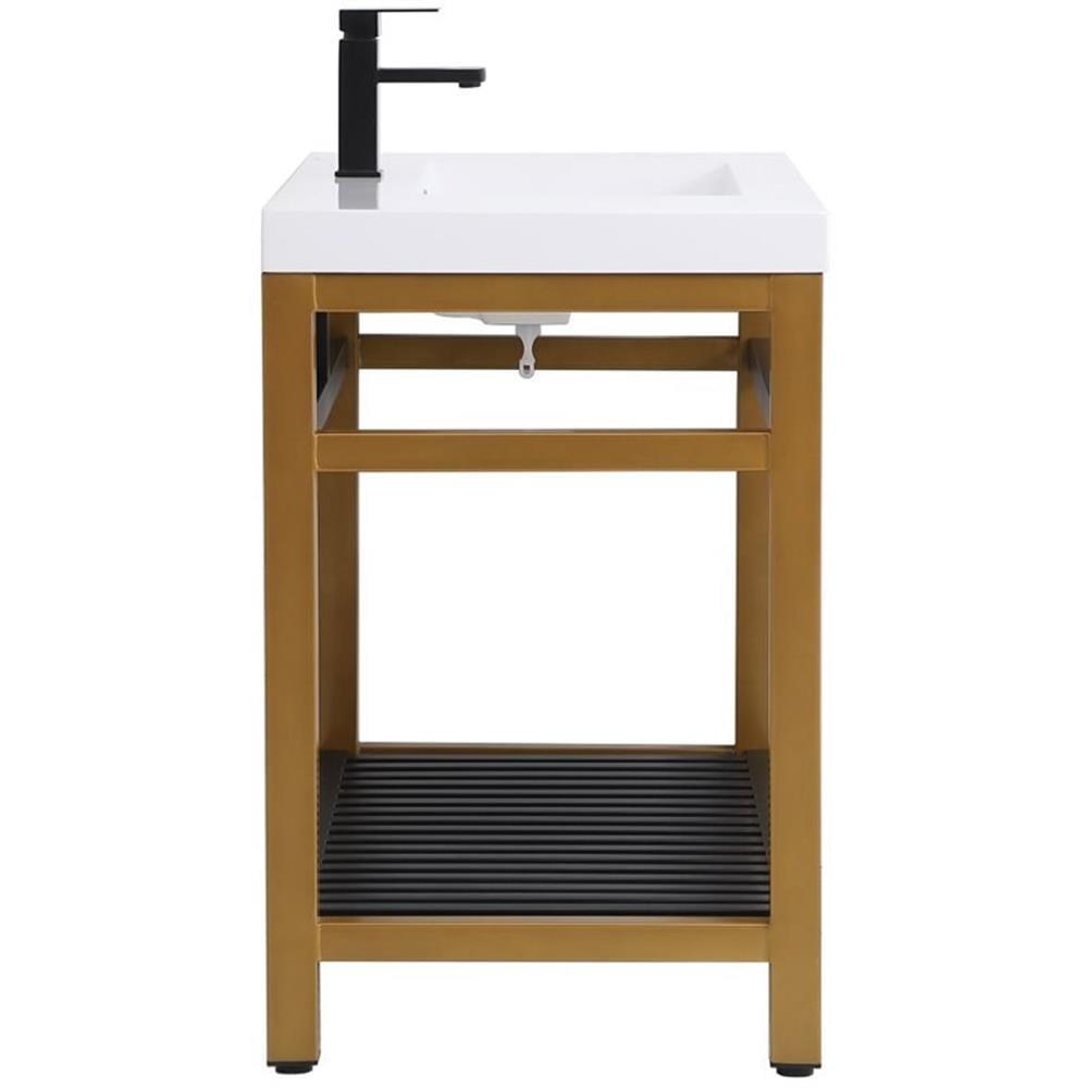 Elegant Kitchen and Bath 42 inch Single Bathroom Metal Vanity in Golden Black