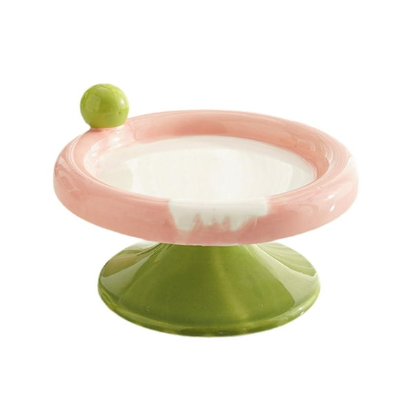 Cuenco de cerámica para gatos, comedero para agua y comida, protección para cuello antivómito, antideslizante, dispensador de