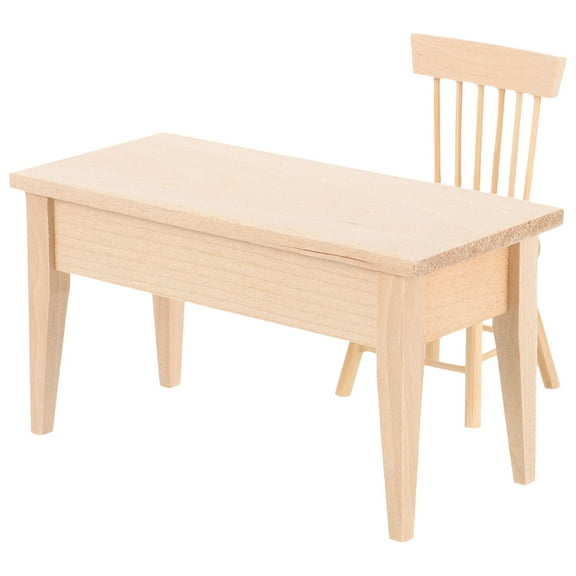 1 Set Wooden Doll House Furniture Mini Doll House Furniture Desk Chair Models