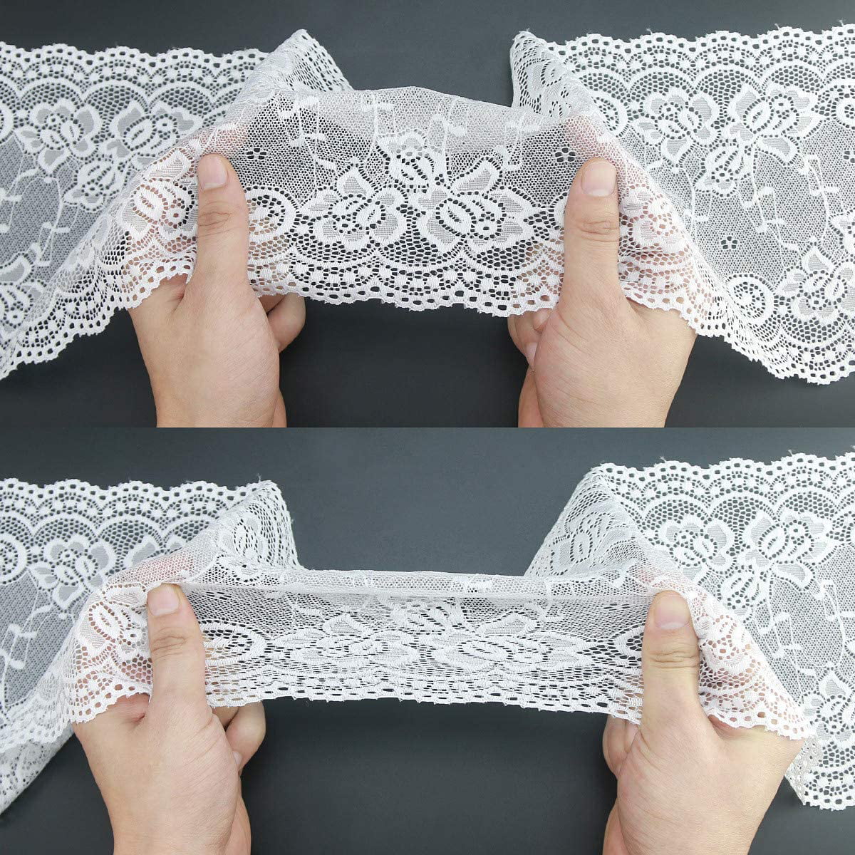 2.4 Inch White Lace Ribbon,Sewing Lace Trim, Elastic Stretchy White Lace  Fabric - 5 Yard,Perfect for Crafting,Sewing Making,Gift Wrapping and Bridal