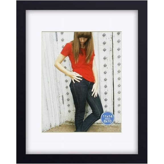 11 x 14 Picture Frames Made of Solid Wood and High Definition Glass Display Pictures 8x10 with Mat or 11x14 Without Mat for Wall Mounting Photo Frame Black