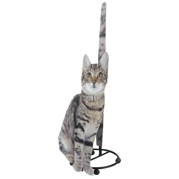 PTOOTP 1Pack Novelty Kitchen Roll Holder Cat Shaped Dark Grey 18x6.5in Iron for Bathroom Toilet Paper Storage