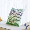 thumbnail image 5 of 16" Handwoven Cotton Throw Pillow Cover with Ribbed Line Dots and Wave Border, Green, 5 of 7