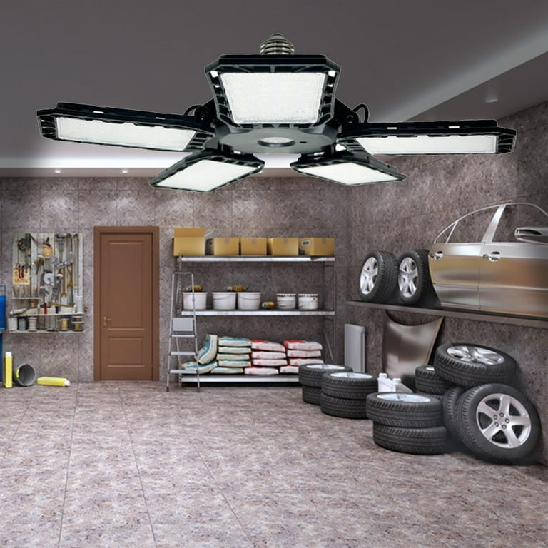 LED Garage Lights, Deformable LED Garage Ceiling Lights With Adjustables  Panels, LED Shop Lights For Garage Workshop Basement Support E26/E27 Screw