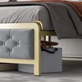 thumbnail image 5 of Homhougo Full Size Bed Frame, Velvet Upholstered Platform Bed with Button Tufted Headboard, Heavy Duty Metal Mattress Foundation and Metal Slats, No Box Spring Rquired (Grey, Full), 5 of 6