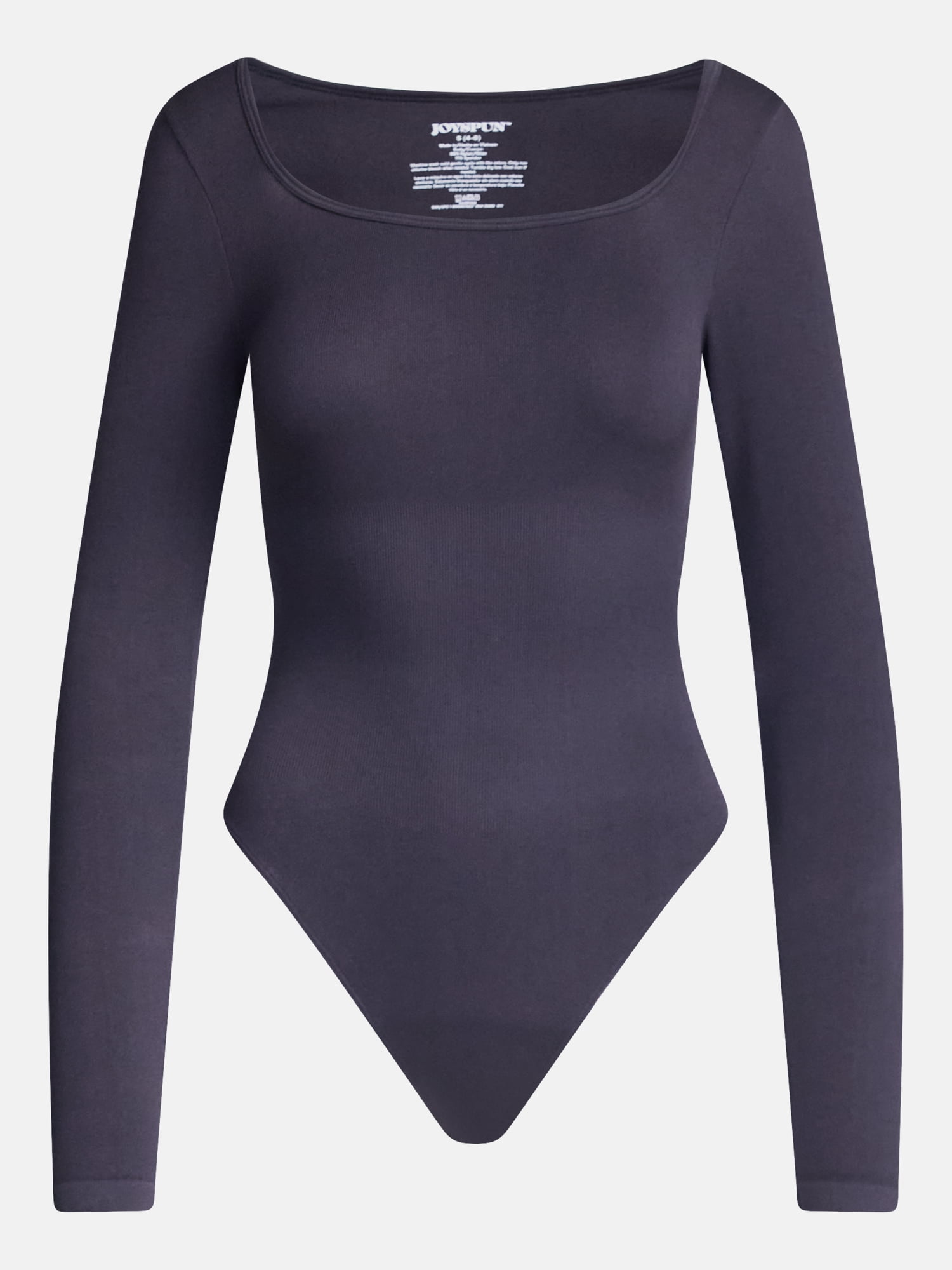 Joyspun Women's Seamless Square Neck Bodysuit with Long Sleeves, Sizes S-XXXL