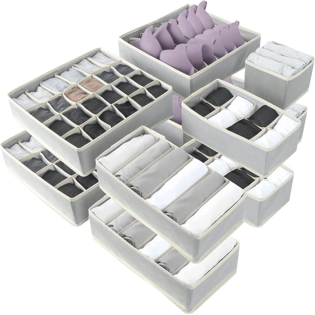 Organizador de Tela para Ropa Interior - Conjunto de Piezas, Cajas Plegables y Separadores para Cajones, Armario