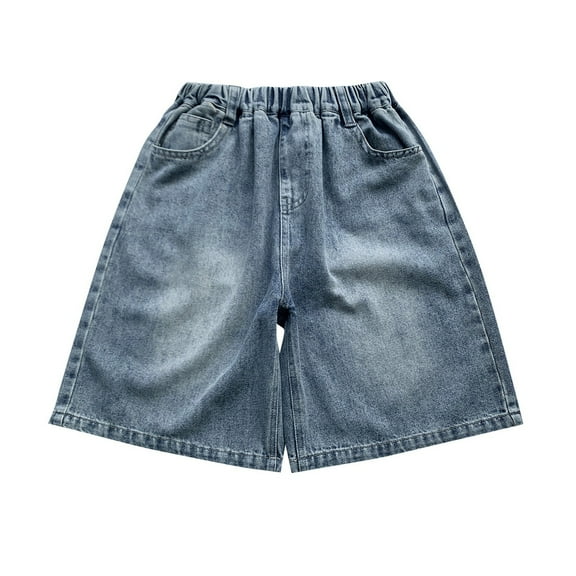 WUXIAN Kids Boys Jeans Casual Loose Straight Leg Shorts Relaxed Fit Denim Shorts,Blue,18-24 Months
