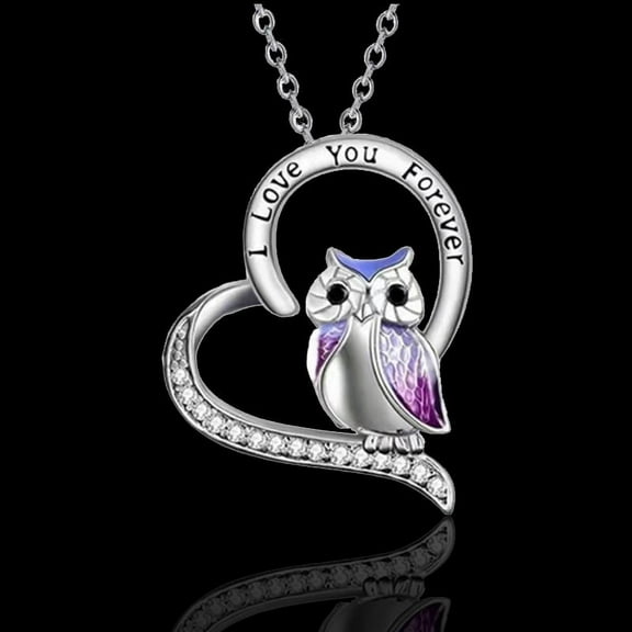 Owl Necklace Sterling Silver I Love You Forever Heart Owl Gifts for Women