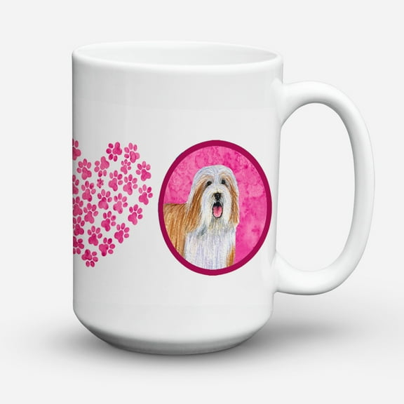 Carolines Treasures LH9375PK-CM15 Pink Bearded Collie Coffee Mug 15 oz 15 ounce multicolor