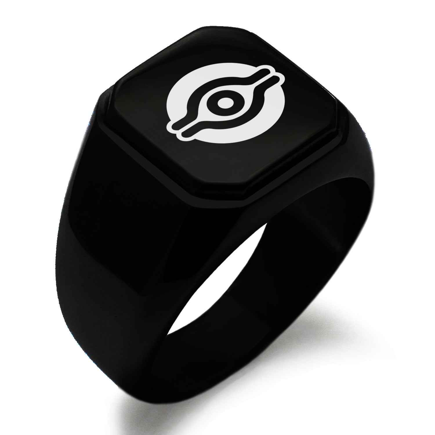 Millennium Eye Stainless Steel Engraved Classic Square Flat Top Biker Style Polished Ring Yu-Gi-Oh