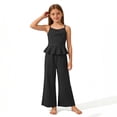 thumbnail image 2 of OGLCCG Girls Summer Outfit Set Sleeveless Ruffle Hem Tank Top and Wide Leg Pants Two Piece Girls Lightweight Outfits 4-15 Years, 2 of 7
