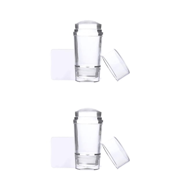 Soidarity Nail Stamper Jelly Silicone Double Head Portable DIY Nails Seal Forma de embudo Stencil Impresión Decoración Imagen bonita Transparente 2Conjunto