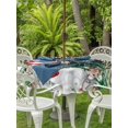 thumbnail image 2 of Outdoor Tablecloth with Umbrella Hole and Zipper, Black Christmas Round Table Cloth 54 Inch Waterproof Tablecloth, Snowman Xmas Pine Trees Elk Snowflake Picnic Table Cover for Patio Camping, 2 of 7
