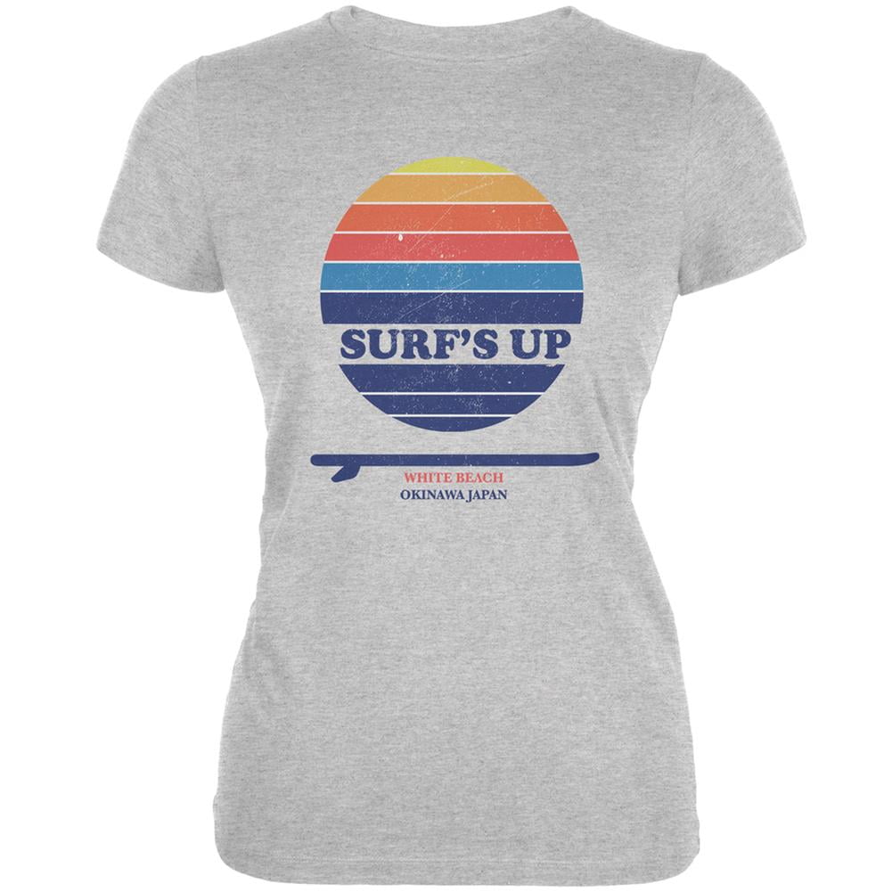 Surf's Up Okinawa Beach Heather Grey Juniors Soft T-Shirt Surf's Up Okinawa Beach Heather Grey Juniors Soft T-Shirt