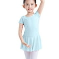 thumbnail image 4 of Eltusu Girls Ballet Dance Dress, Practice Cotton Crewneck Short Sleeve Leotard Skirts Light Blue Size 8-9 T, 4 of 8
