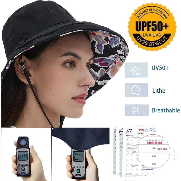 Womens Sun Hats Wide Brim Reversible Bucket Cotton Hat  display picture 1