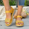 thumbnail image 2 of LOVZFMLL Women's Sandals Comfort Walking Hiking Wedges Sandals with Arch Support Open Toe Ankle Strap Casual Summer Sandals Yellow 7, 2 of 7