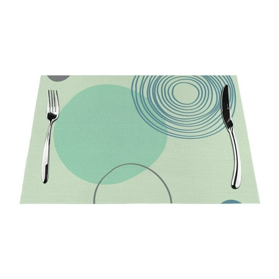 YFYANG Washable Heat-Resistant Placemats, 70% PVC/30% Polyester, Line Circles Boho Art Kitchen Table Mat, 12" x 18" 1 Piece