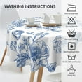 thumbnail image 4 of Blue Floral Tablecloth 70 x 70 Inch Round Chinoiserie Flowers Decorative Table Cloth Rustic Fabric Farmhouse Washable Table Cover for Picnic Party Holiday Home Indoor Outdoor, 4 of 6