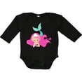 thumbnail image 3 of Inktastic Cute Mermaid, Pink Hair, Green Tail Girls Long Sleeve Baby Bodysuit, 3 of 5