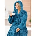 thumbnail image 5 of PAVILIA Women Hooded Plush Soft Robe | Fluffy Warm Fleece Sherpa Shaggy Bathrobe (S/M, Turquoise Blue), 5 of 7
