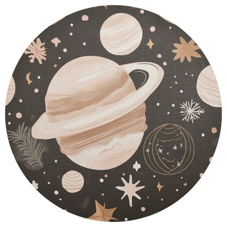 

Planets and Stars Illustration 6-Piece 15.4in Durable PVC Plate Mats Heat-Resistant for Parties and Dining