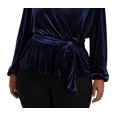 thumbnail image 3 of LAUREN RALPH LAUREN Womens Navy Gathered Tie Belt Blouson Sleeve Surplice Neckline Wear To Work Peplum Top Plus 2X, 3 of 3