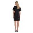 thumbnail image 3 of Solid Color Loose Fit V Neck T Shirt Style Womens Knee Length Dress, 3 of 5